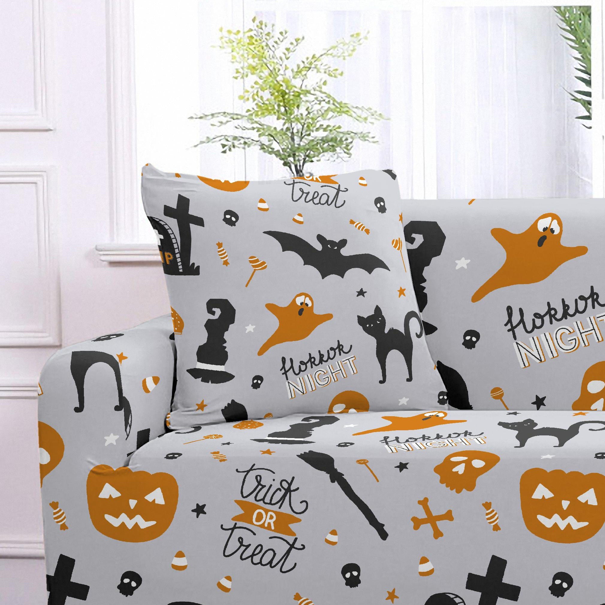 Horror night Halloween - TWO PIECES - EXPANDABLE CUSHION COVERS 18" X 18" (45 CM X 45 CM)