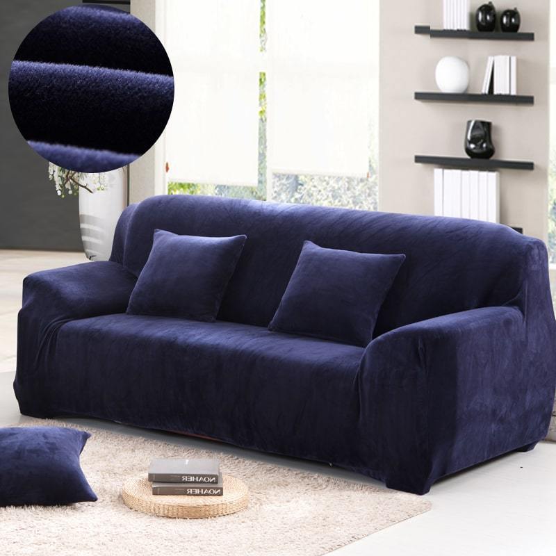 Navy blue - Armchair and Sofa Stretch Velvet Covers - The Sofa Cover House
