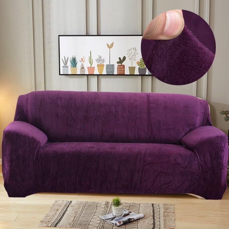 Purple - Armchair and Sofa Stretch Velvet Covers - The Sofa Cover House