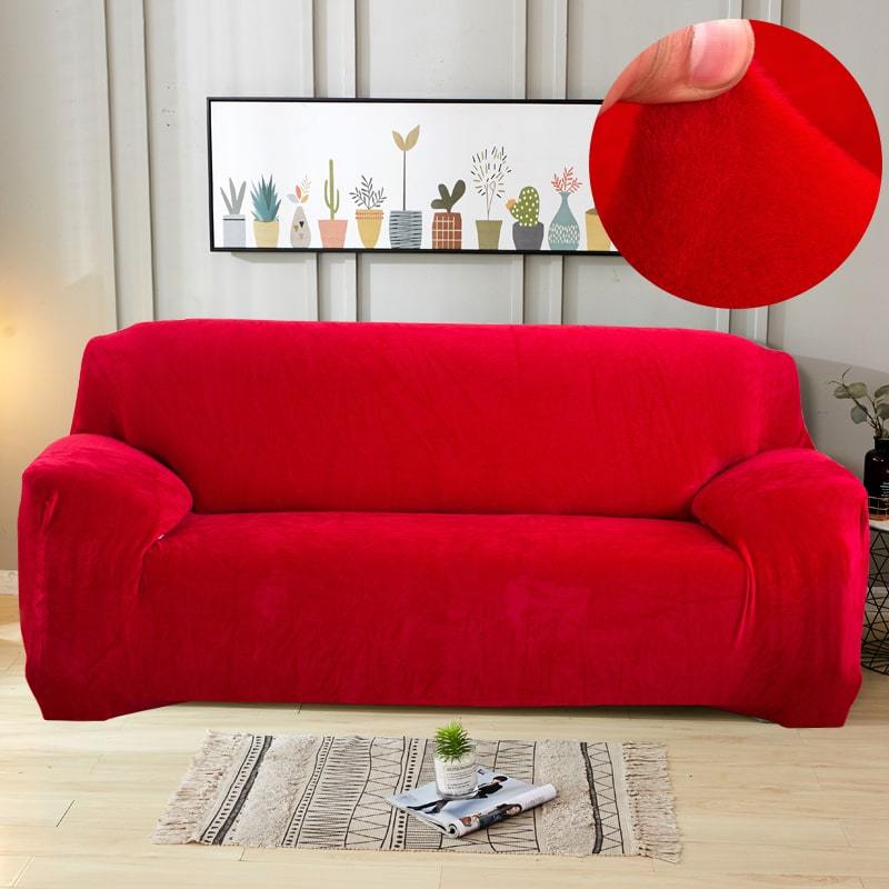 Red - Armchair and Sofa Stretch Velvet Covers - The Sofa Cover House