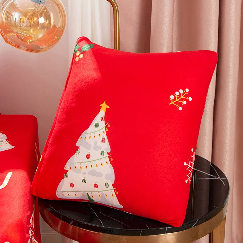 Red Christmas - TWO PIECES - EXPANDABLE CUSHION COVERS 18" X 18" (45 CM X 45 CM)