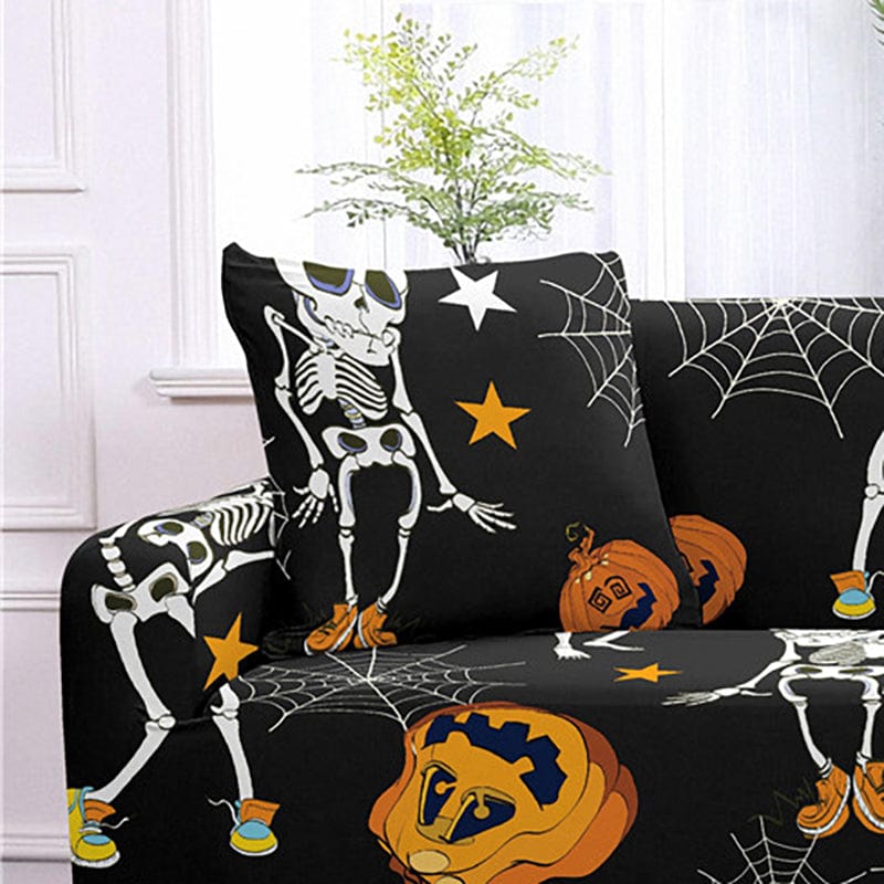 Skeleton Halloween - TWO PIECES - EXPANDABLE CUSHION COVERS 18" X 18" (45 CM X 45 CM)